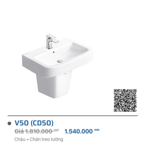 Lavabo + Chân Viglacera V50