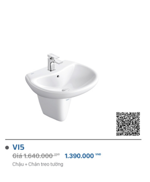 Lavabo + Chân Viglacera VI5