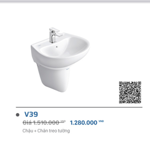 Lavabo + Chân Viglacera V39