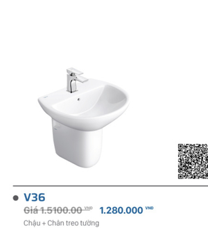 Lavabo + Chân Viglacera V36