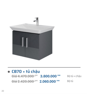 Lavabo + Tủ Viglacera CB70